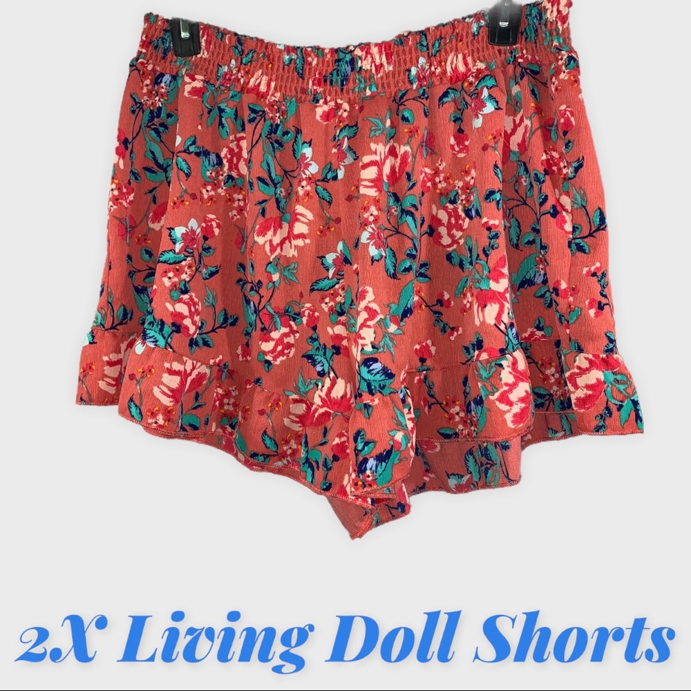 Living Doll Pink floral flounce shorts